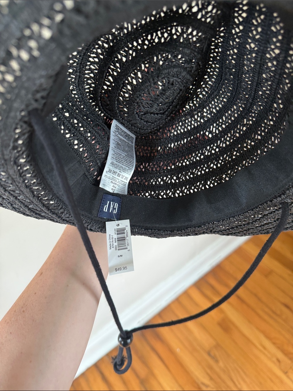 Wide Brim Straw Sun Hat - Black - Picture 5 of 6